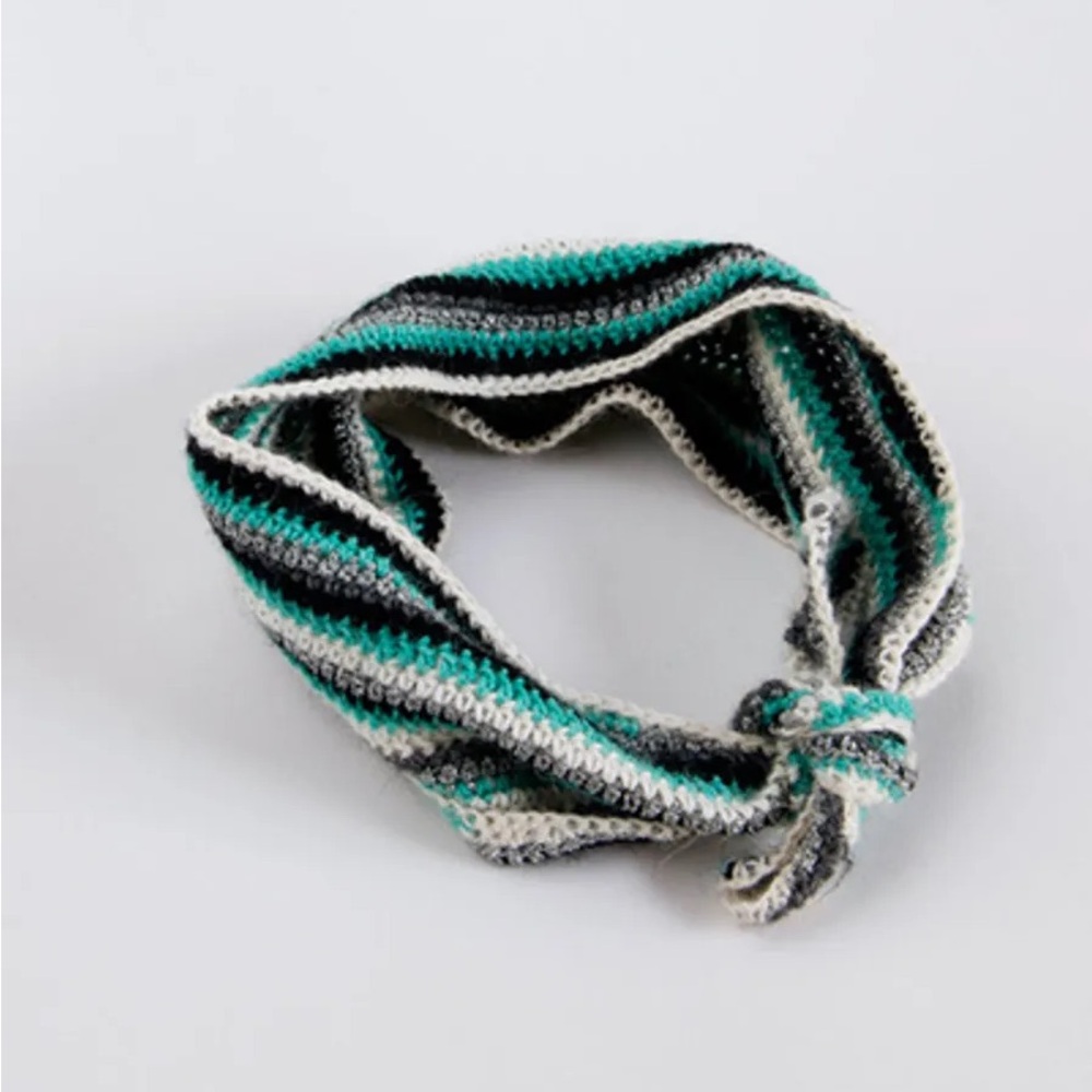 Vintage Noonday Striped Knit Headband - Black, Gray, Green